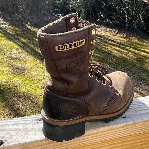 Caterpillar Mens LOGGER  Steel Toe Brown Leather Boots Size 7